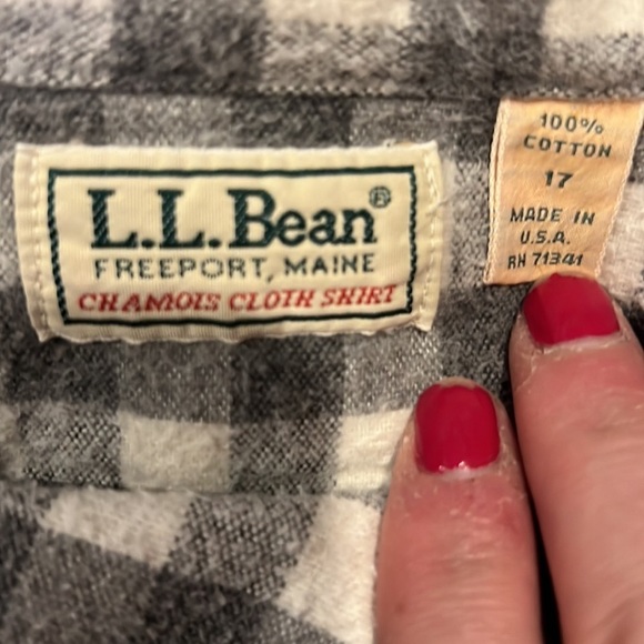 LL Bean Chamois Cloth Checked Shirt Made in USA Size 17 - Picture 3 of 5